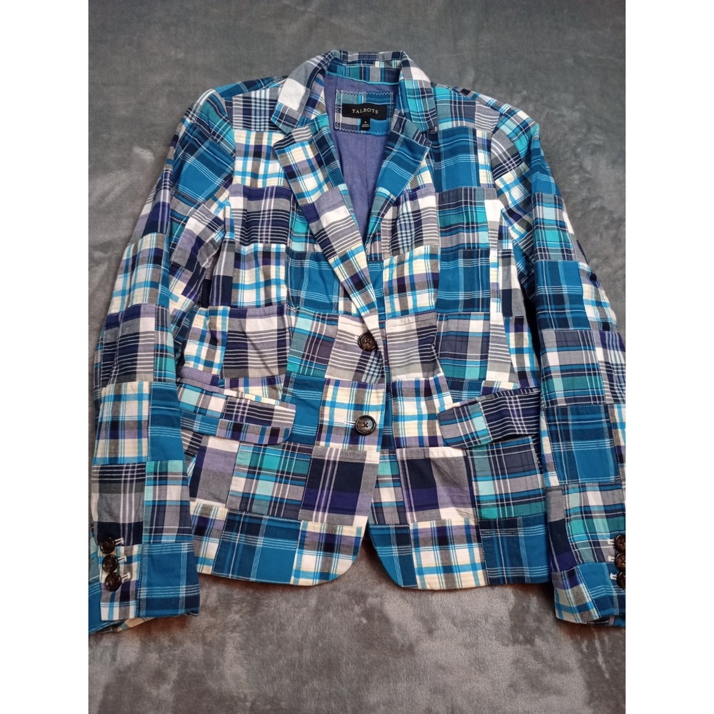 Talbots Summer Madras Patchwork Plaid Blazer Wome… - image 1